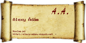 Alexy Ádám névjegykártya